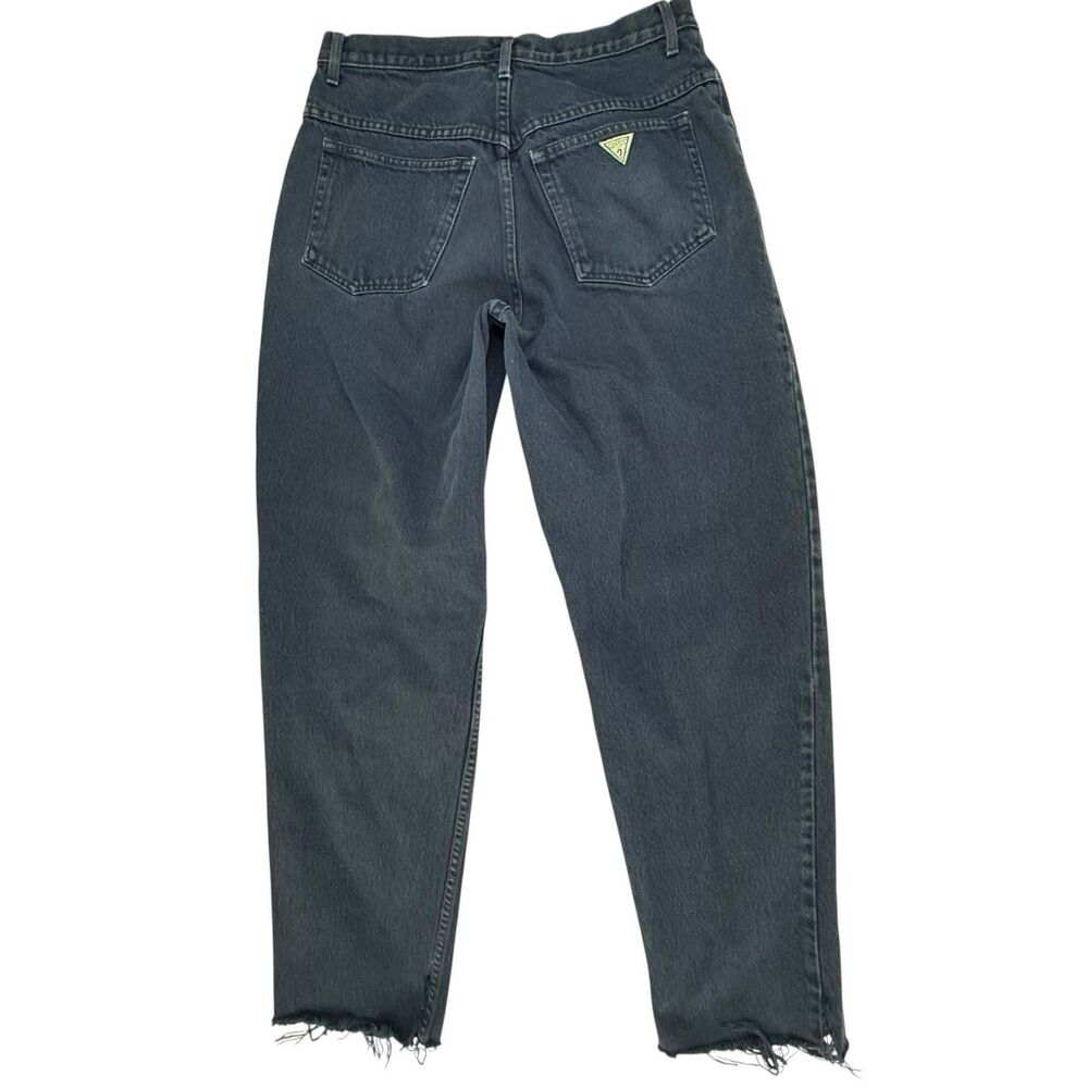 Vintage GUESS High Waist Tapered Blue Denim Jeans Men Size 34 DESTROYED 10075